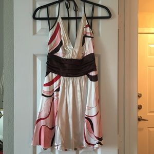 Bebe silk halter fit and flare dress